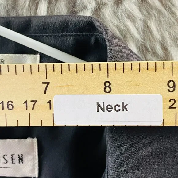 Van Heusen Dress Shirt Mens L 16 32/33 Black Microfiber Long Sleeve Wrinkle Free - Picture 4 of 11